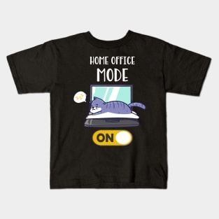 Home Office Mode On Lazy Cat On Laptop Fun Kids T-Shirt